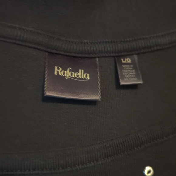 Rafaella sz Large Jet Black Cardigan / Tank Top With Silver Studded Embelishment - Picture 8 of 8